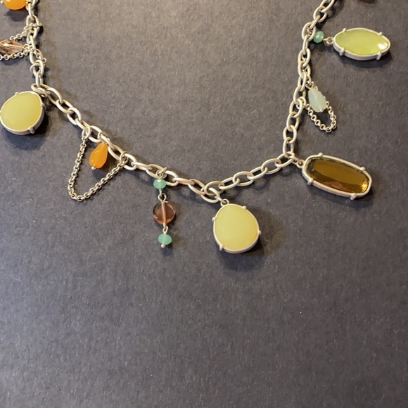 Lia Sophia Multicolored Chain Style Necklace w Beads Silver Tone Charms Vintage - Picture 5 of 7